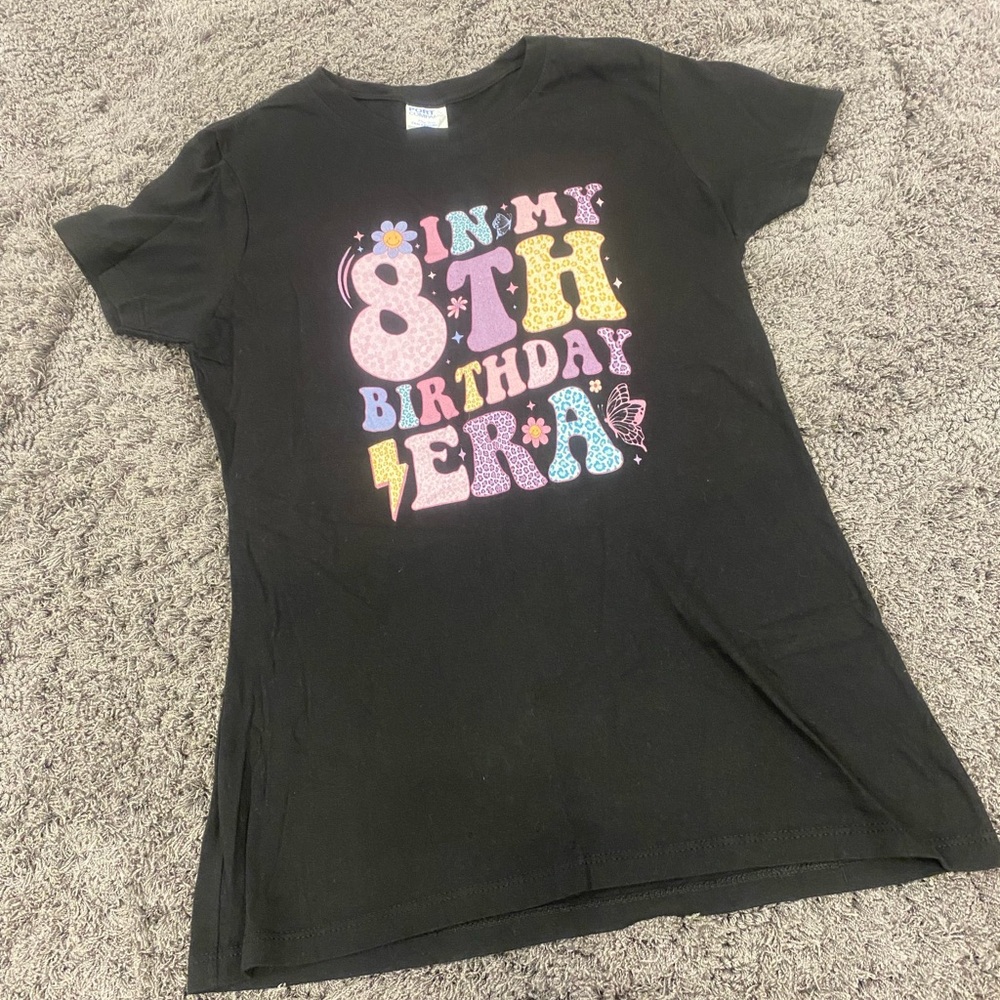 Port and Company Black Kids' '8th Birthday Era' Graphic Tee